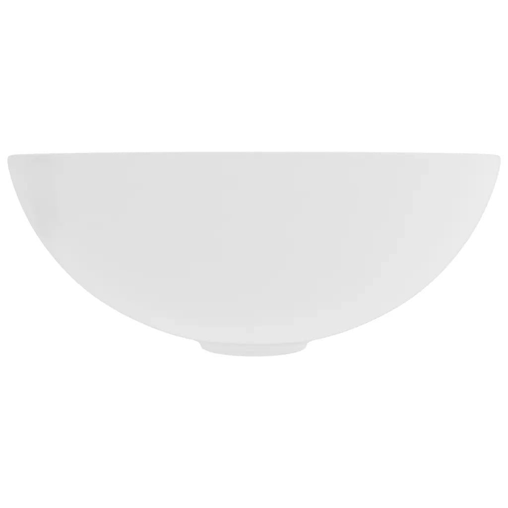 Lavandino da Bagno in Ceramica Bianco Opaco Rotondo 146976