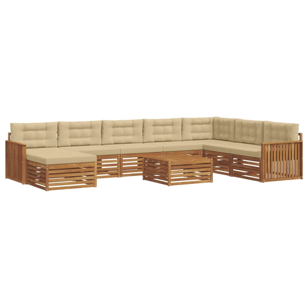 Set di divani da esterno con cuscino 9 pcs Naturale e Beige