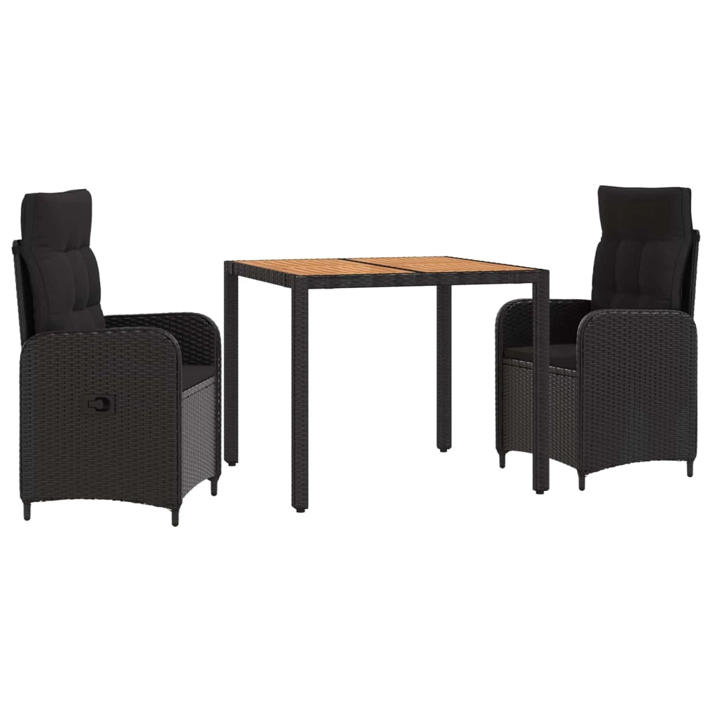 Set da pranzo per esterni 3 pz Nero 3422262