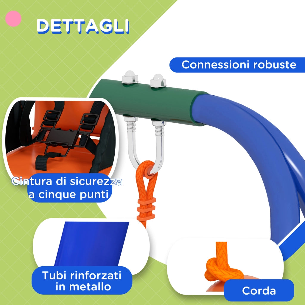Altalena da Giardino 2 in 1 per Bambini ¨C zephmum ¨C Arancione e Blu