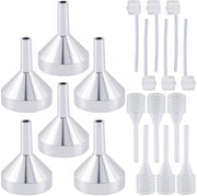 Set di Trechetti in Alluminio Mini - Set di Trechetti per Olii Essenziali - Ideale per Riempire - Platino e Clear - Pipette - Utile per Piccole Bottiglie