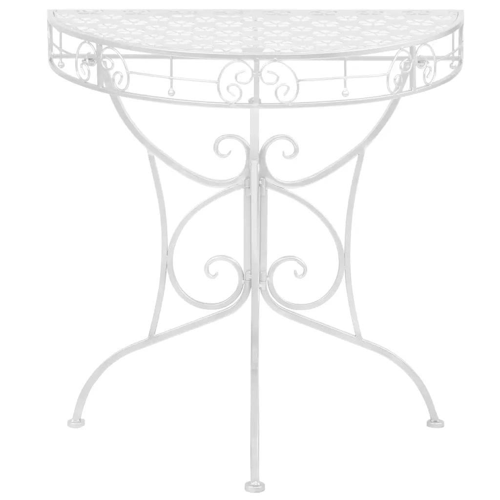 Tavolino Vintage in Metallo Semicircolare 72x36x74 cm Argento 245929