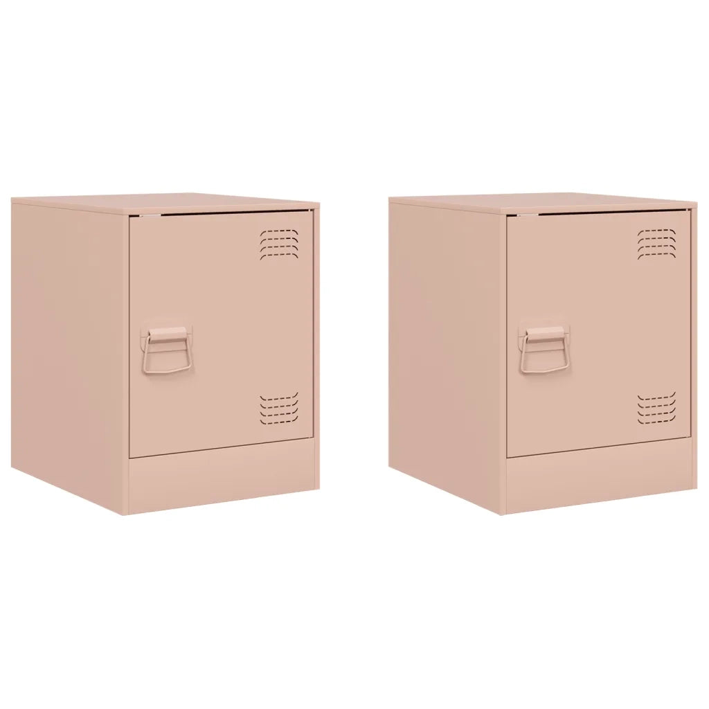 Comodini 2 pz-Set di 2 Tavolino da notte Rosa 34,5x39x44 cm in Acciaio 834141