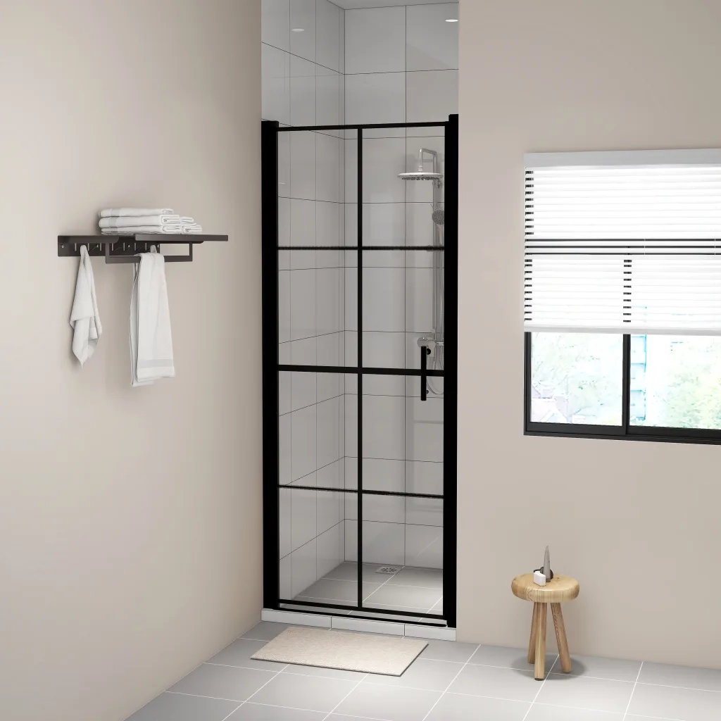 Porte per Doccia in Vetro Temperato 81x195 cm Nere 148890