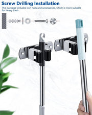 Due supporti per scopa, supporto per attrezzi con chiodi, supporto per scopa, supporto per attrezzi di giardino in acciaio inossidabile, supporto per attrezzi, supporto per attrezzi, supporto per scopa per spazio di archiviazione, garage, giardino