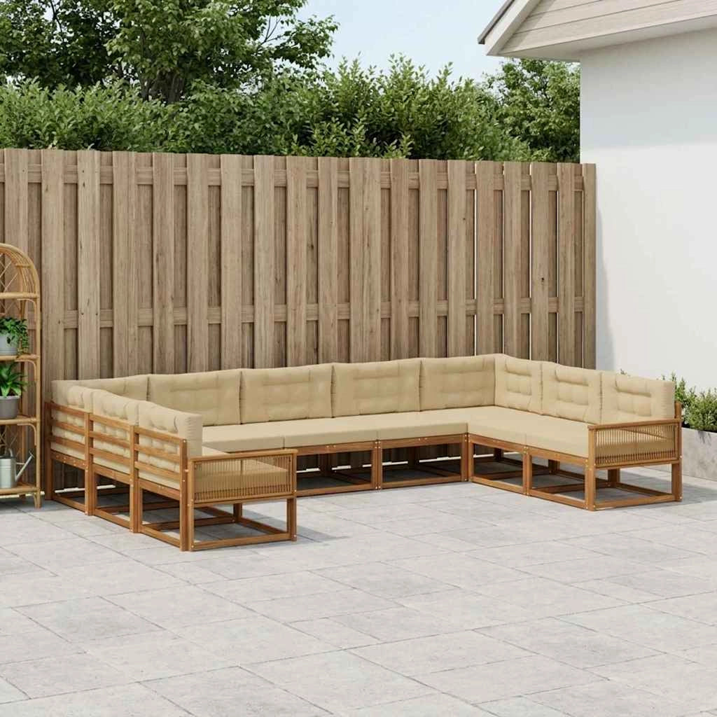 Set di divani da esterno 9 pz Naturale e Beige 3382891