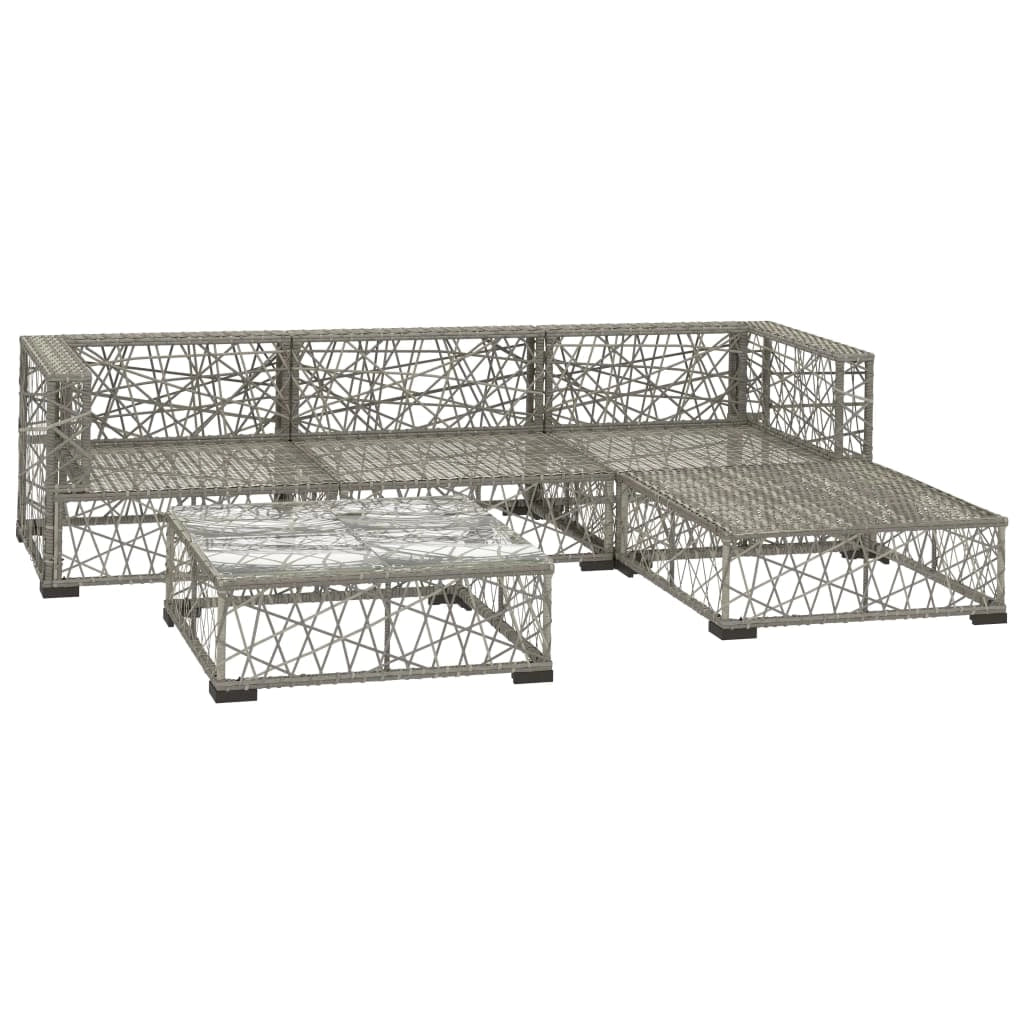 Set di mobili da giardino mobili da esterno 5 pezzi con cuscini resina intrecciata grigia 02_0016441