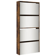 Scarpiera mobiletto portascarpe mobile ingresso/corridoio/soggiorno con specchio 4 ripiani 63 x 17 x 134 cm marrone 02_0021895