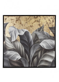 Quadro con Cornice 82,6x4,3x82,6 cm Foglie in Tela