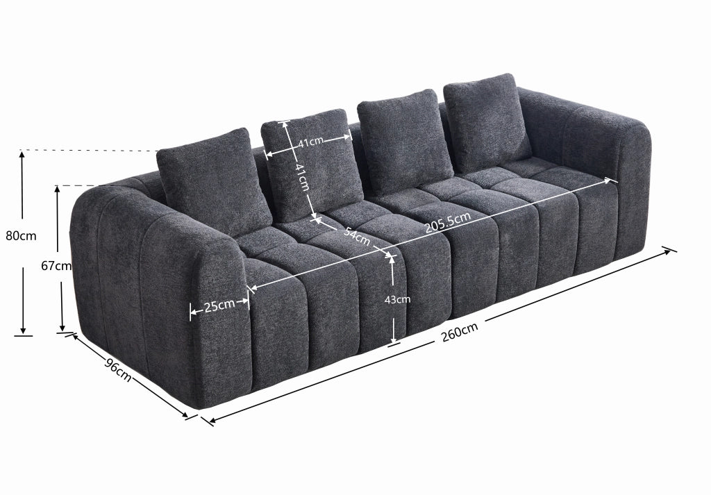 Divano angolare modulare 2 pezzi con assise profonda e schiuma ad alta densità in tessuto velluto grigio scuro