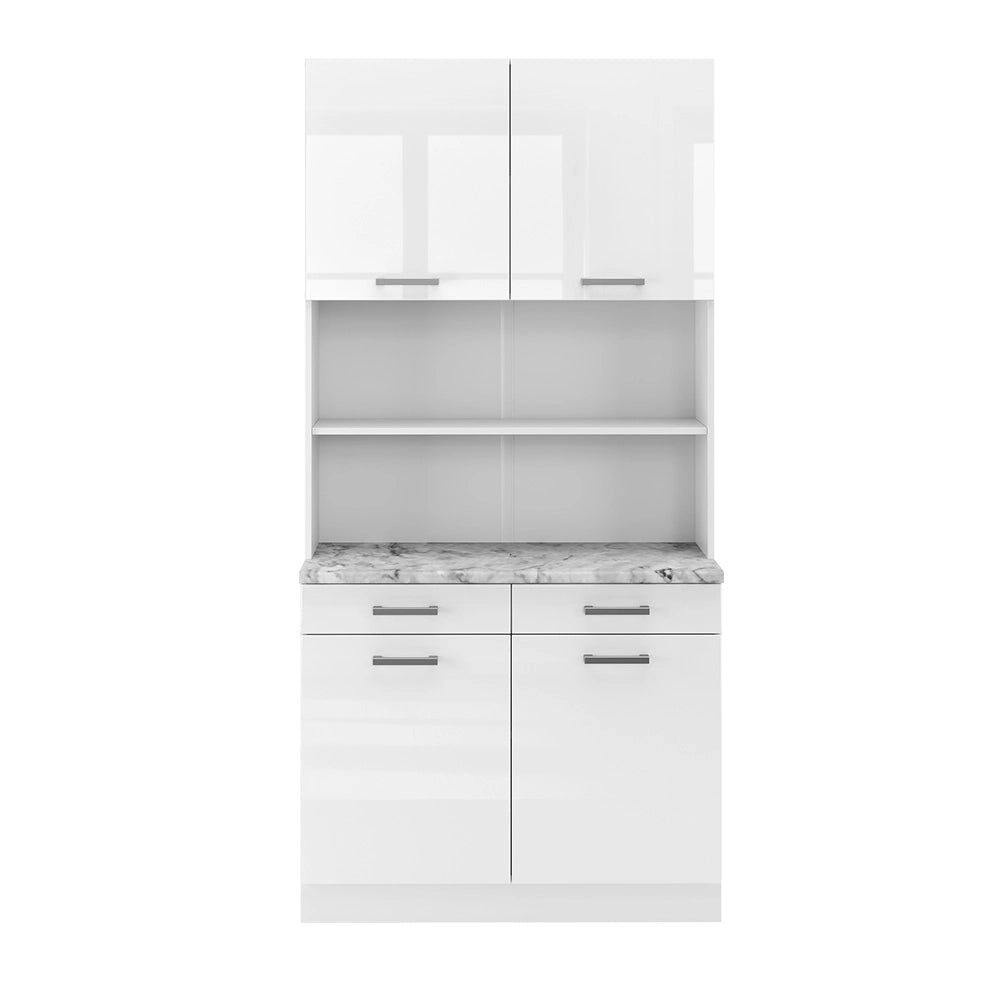 Vicco Cucine componibili piccole Bianco lucido 100 cm , PL Marmo