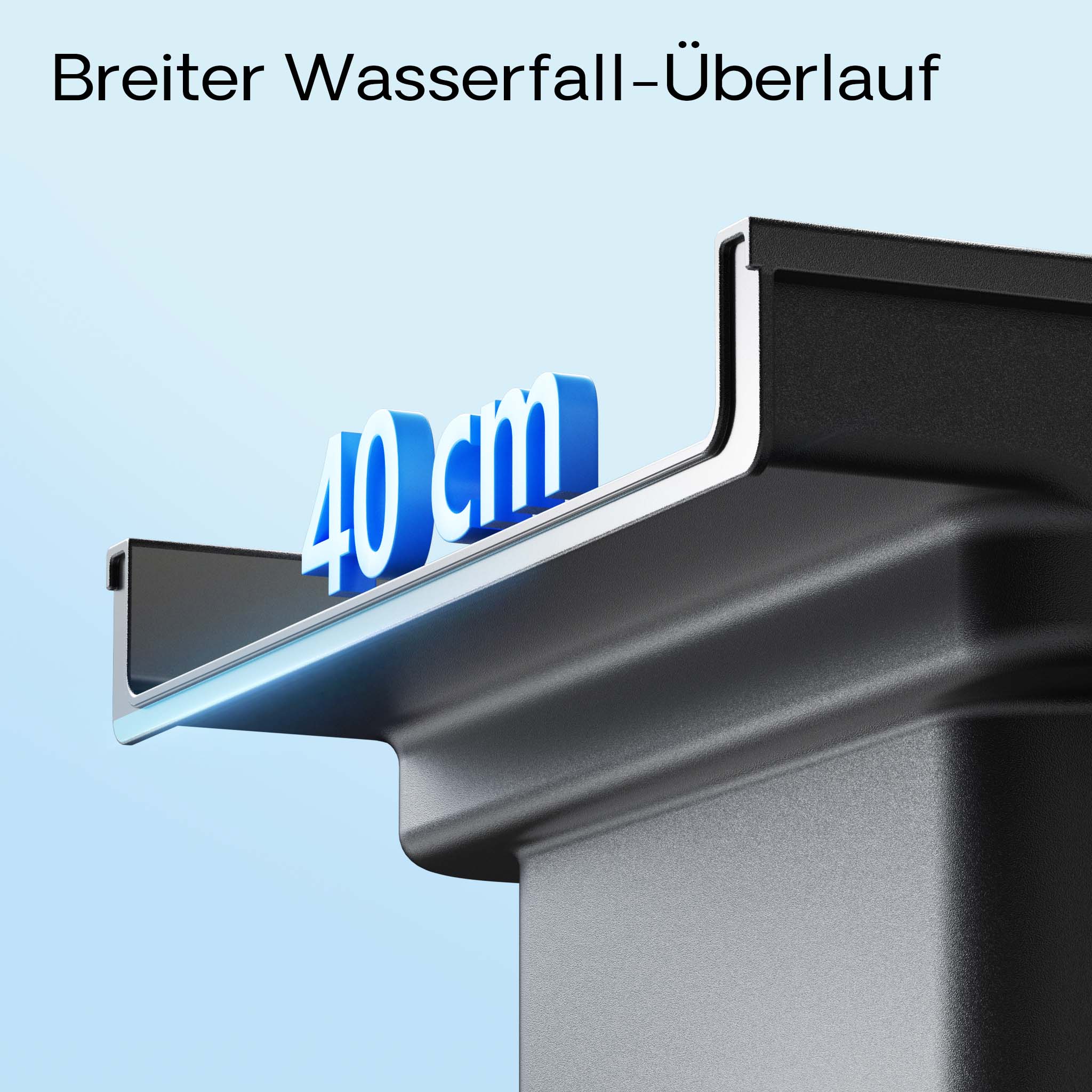 CWF-400 Cascata laghetto con sistema filtrante integrato, 14000 l/h, vasca con larghezza di uscita 400 mm, per giochi d'acqua da giardino