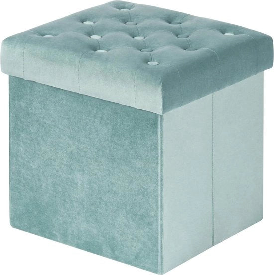 Cuscino di pelle con spazio di stoccaggio - Seduta per divano in tessuto verde - Divano pieghevole - 40 x 40 x 40 cm