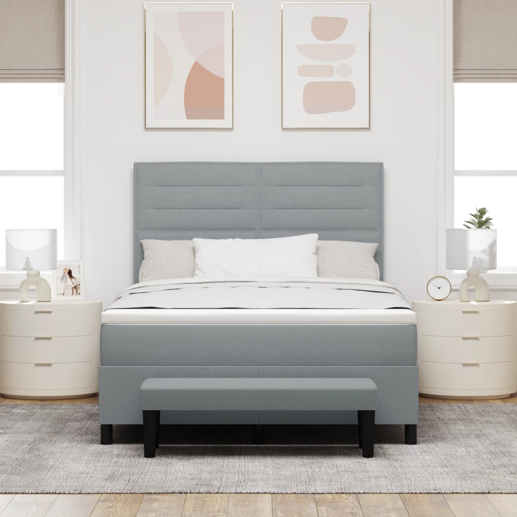 Letto con Rete a Molla e Materasso Grigio Chiaro 140x200 cm Tessuto