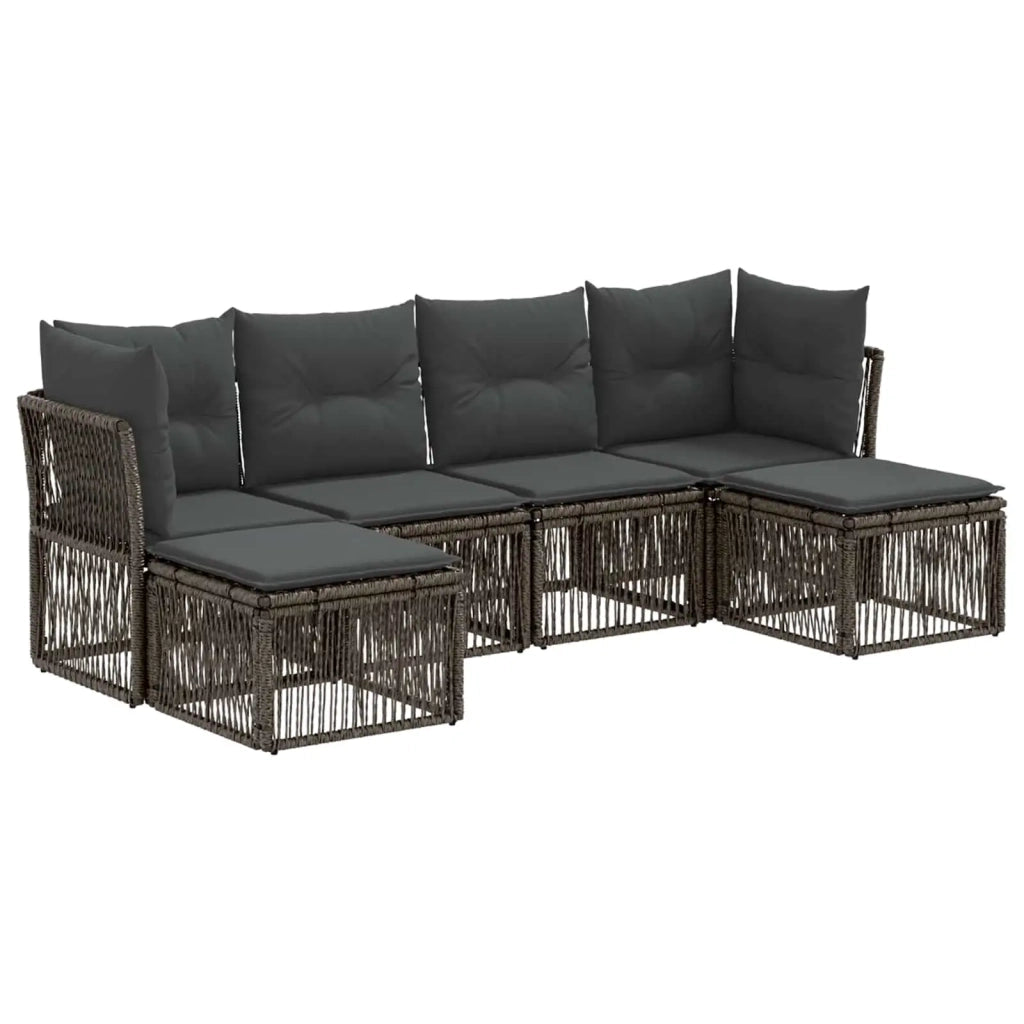 Set Divano da Giardino 6 pcs Grigio polyrattan 3434303