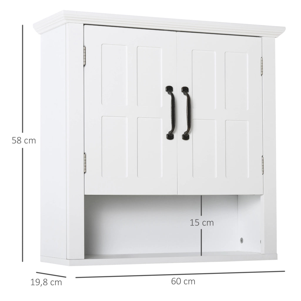 Armadio da bagno con 2 ante e ripiano aperto ¨C zephmum ¨C bianco 60x19,8x58 cm