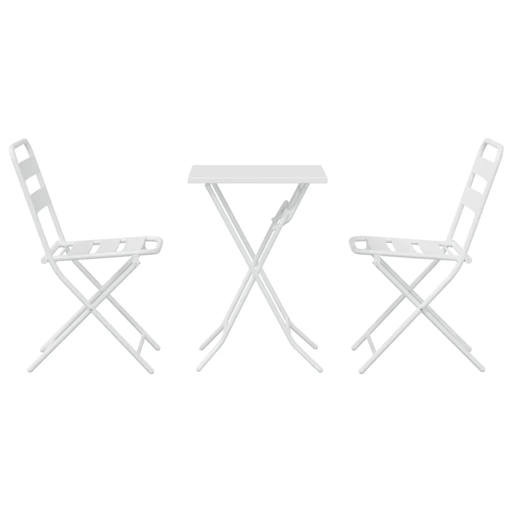 Set Bistro da Giardino 3 pz | Set Salotto da Giardino Bianco Acciaio