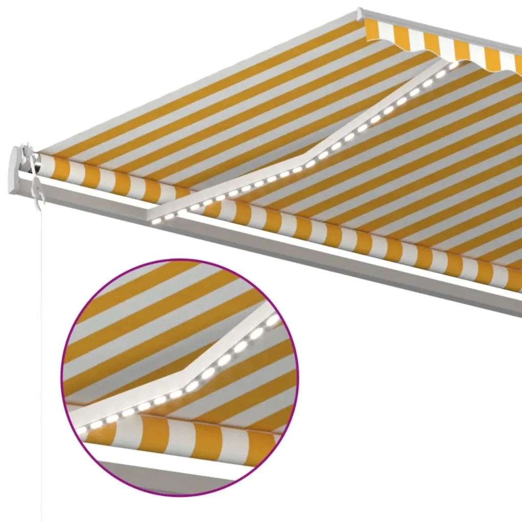 Tenda Automatica con Sensore Vento LED 600x300 cm Gialla Bianca 3068973