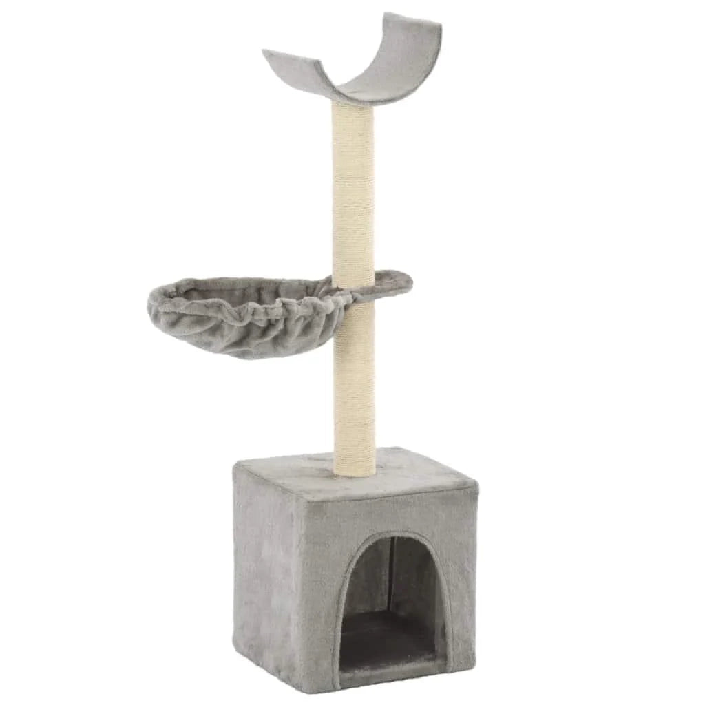 Tiragraffi albero per gatti cuccia per gatti giocattolo peluche sisal 105 cm grigio 3702171
