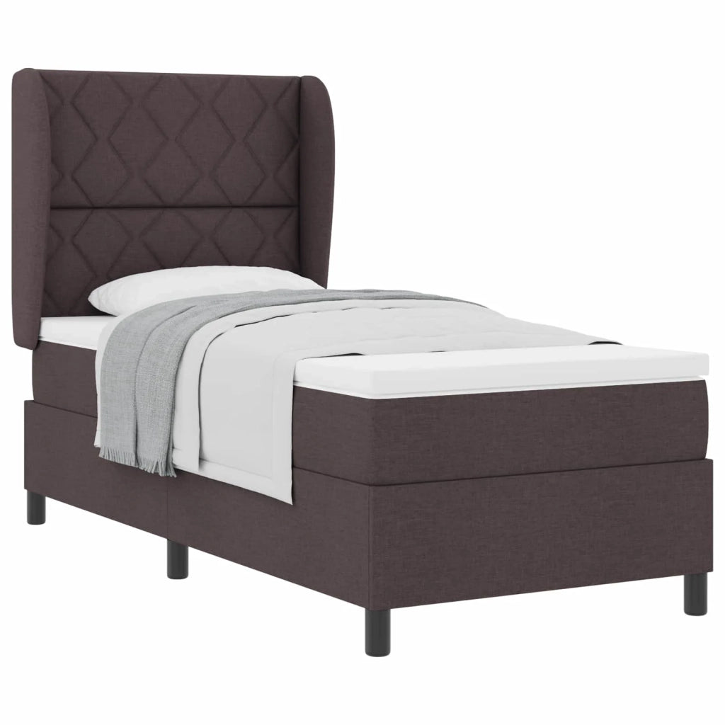 Letto a molle con materasso Marrone scuro 90 x 190 cm Tessuto 3340602