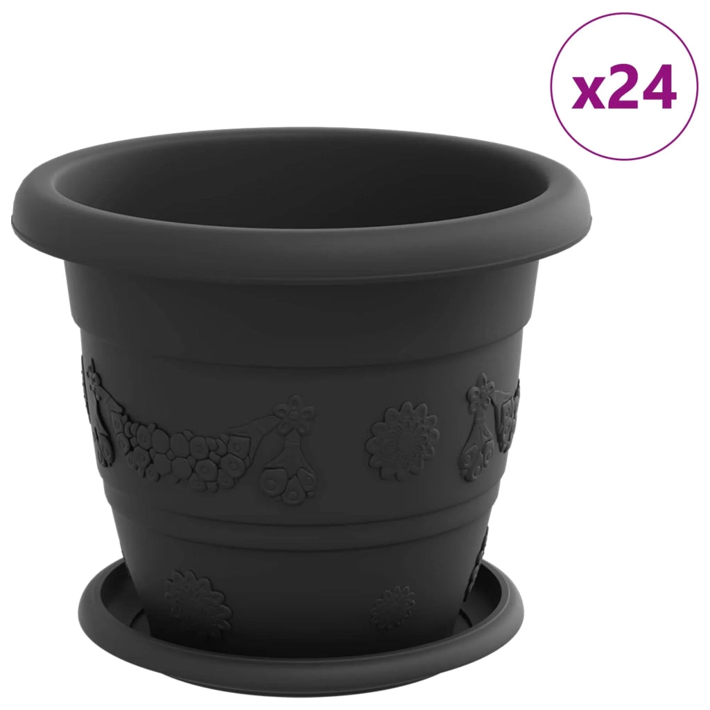 Vasi per Piante 24 pcs Nero Ø 22 x 18 cm Plastica 3403285