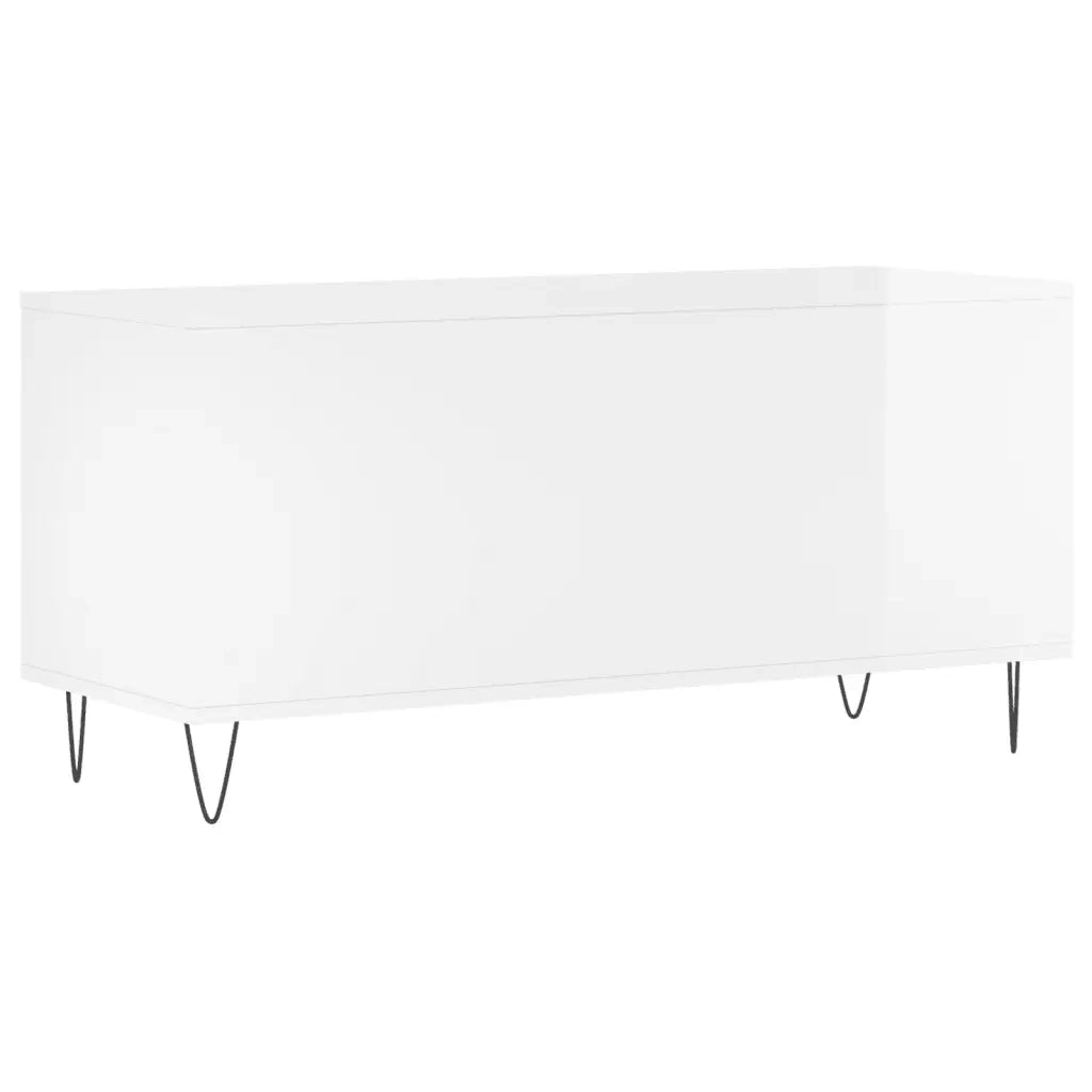 Mobile Porta Dischi Bianco Lucido 100x38x48cm Legno Multistrato 831750
