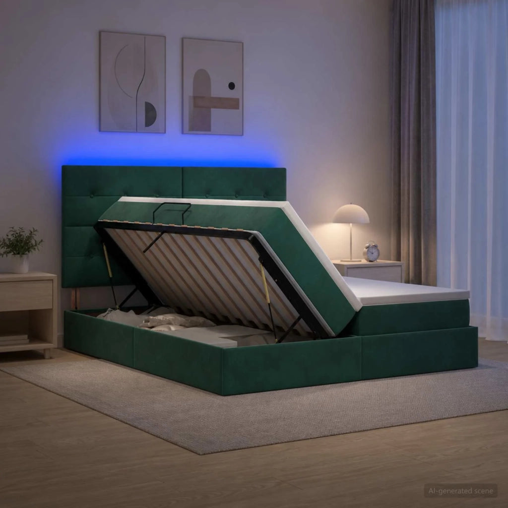 Letto con contenitore LED e materasso Verde Scuro 180 x 200 cm 3460269