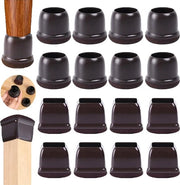 16 Pezzi di Copertura per Gambe di Sedia - Quadrato e Circolare - Marrone - Coperture per Gambe di Sedia in Silicone - Protezione per Gambe di Sedia - Coperture per Gambe di Sedia con Velt - Dampening e Protezione contro le Scalfature
