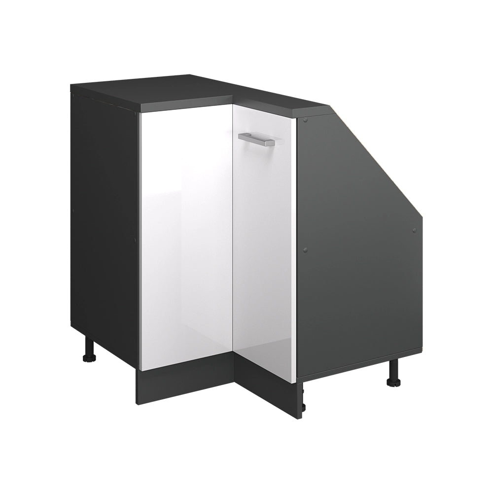 Mobile cucina angolare per sottotetto R-Line Bianco lucido/Antracite 75.6 cm con 1 porta Vicco