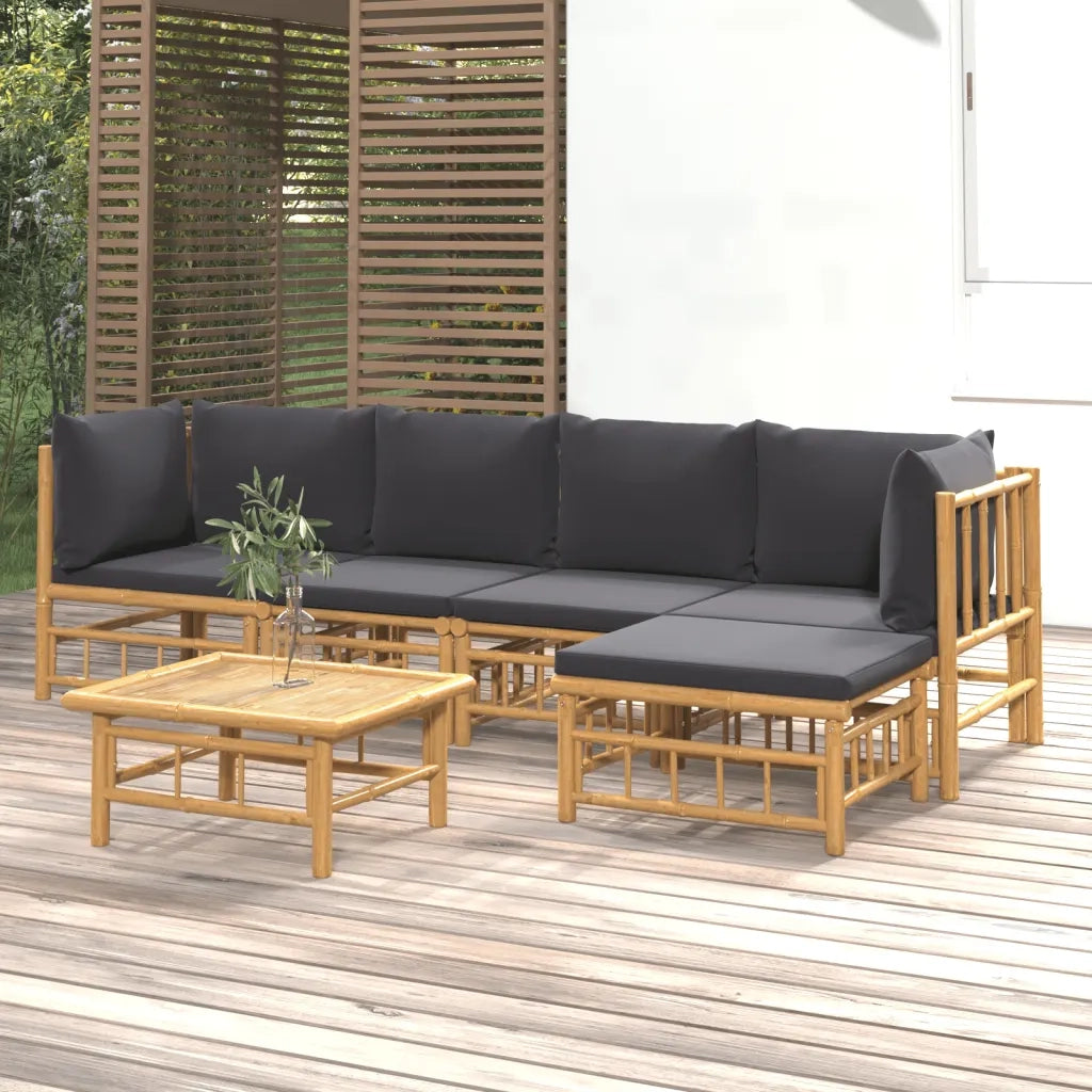 Set Salotto da Giardino 6pz con Cuscini Grigio Scuro BambÃ¹cod mxl 76334