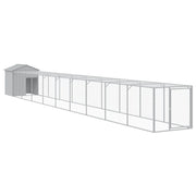 Recinto per pollaio con recinto per galline con cortile libero 117 x 1017 x 123 cm in acciaio zincato grigio 02_0043956