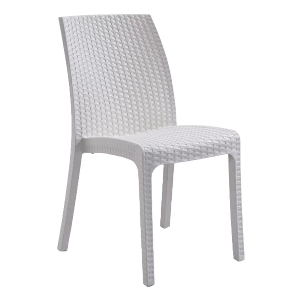 Set 4 sedie da giardino in polimerico rattan bianco - Mobili 2G