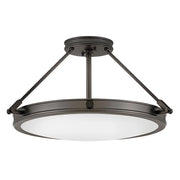 Plafoniera industriale nera Ø56 diffusore opale 4xE14 Hinkley