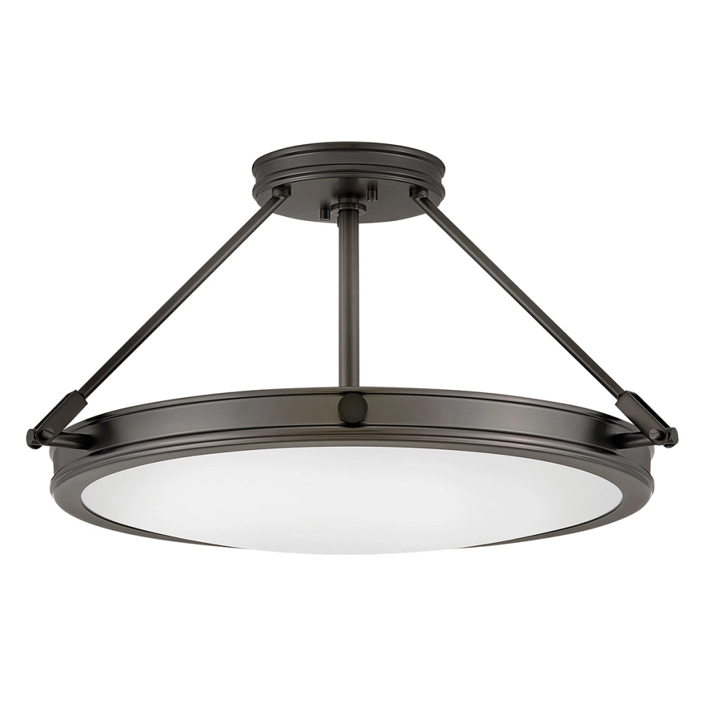 Plafoniera industriale nera Ø56 diffusore opale 4xE14 Hinkley
