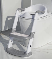 Accessori per toilet con gradino - Aiuto per l'addestramento alla pulizia - Accessori per toilet antiscivolo - Con cuscino - Regolabile in altezza - Ripiegabile - Unisex - Bianco crudo