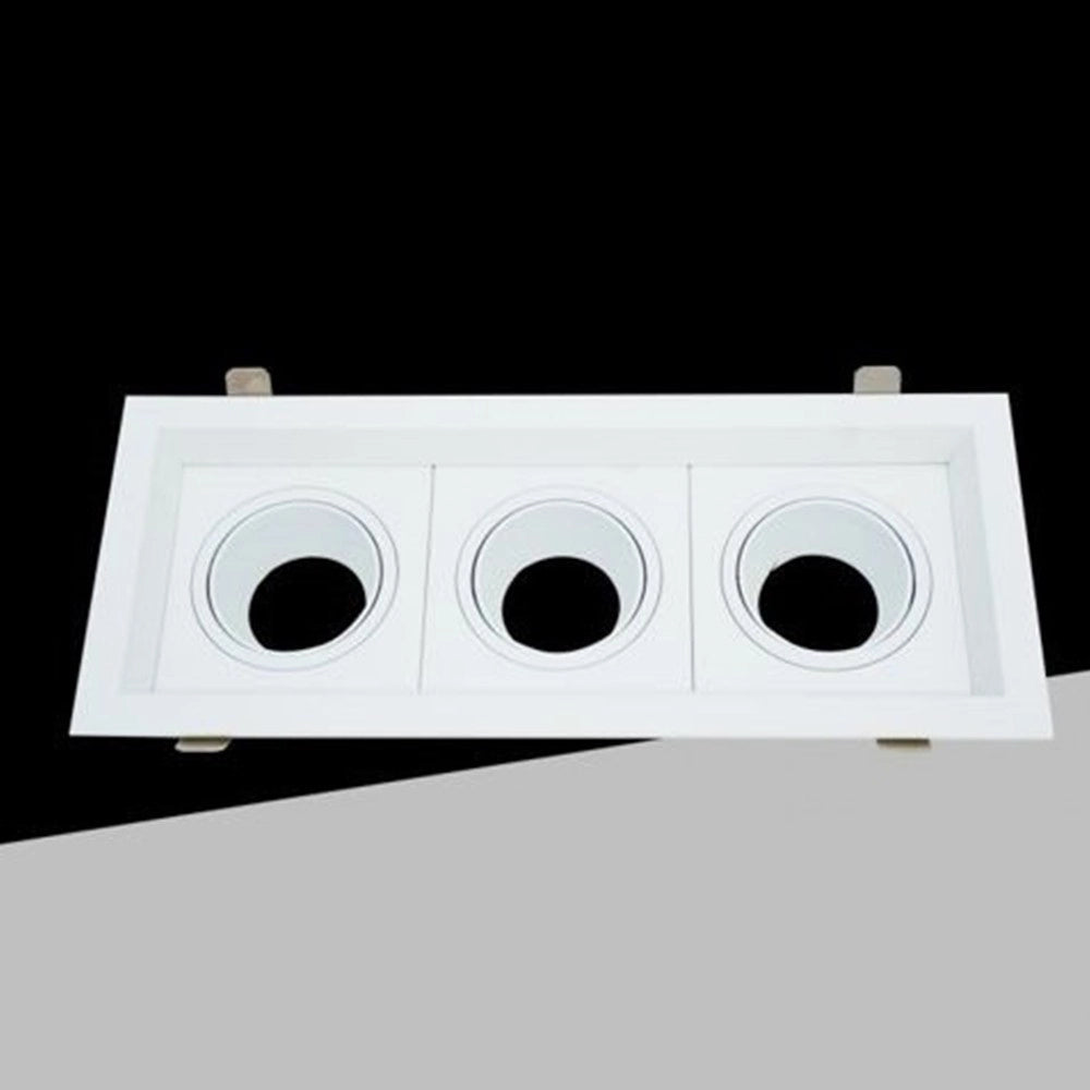 Trade Shop - Porta Faretto Triplo Orientabile Incasso Bianco Per Lampadine Gu10 Gu5.3 P33-b3 -