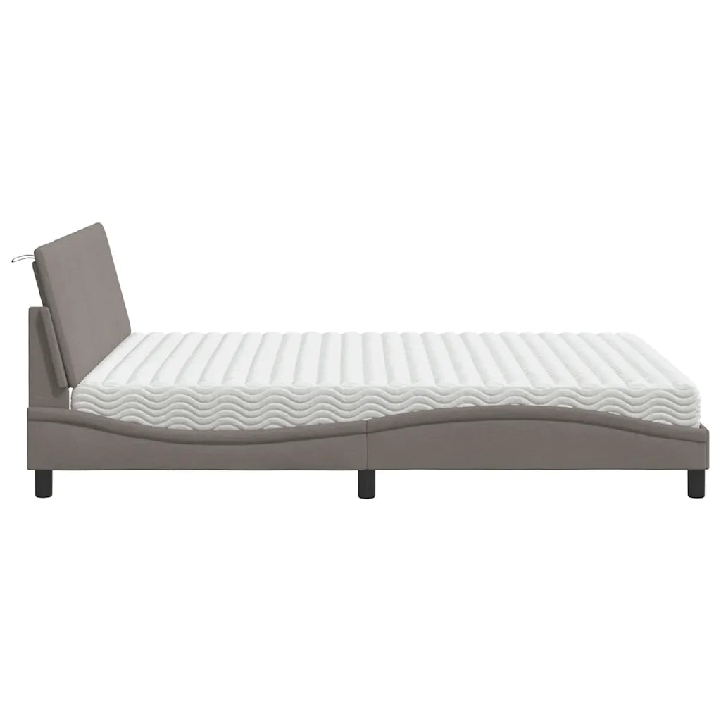 vidaXL Letto con Materasso Tortora 160x200 cm in Tessuto