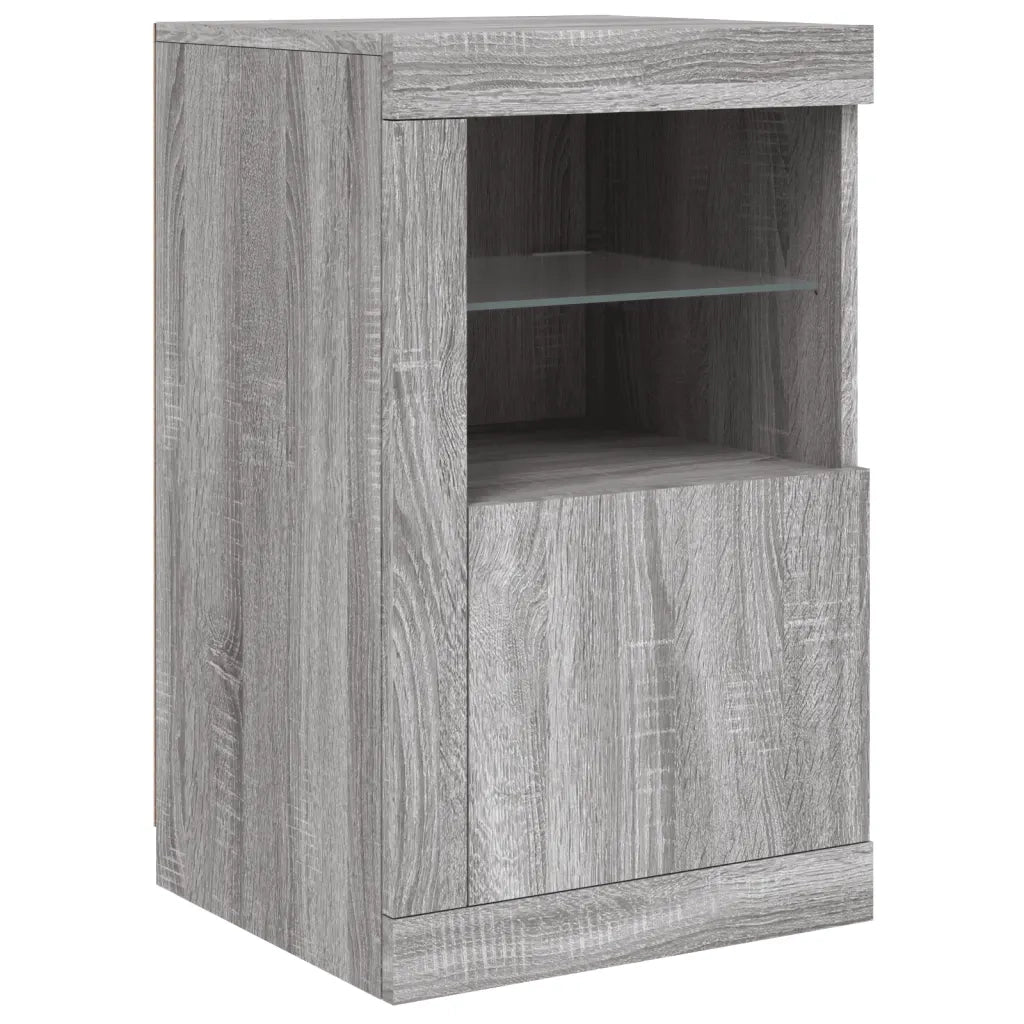 Credenza con Luci LED-Buffet-Armadio da cucina Grigio Sonoma 142,5x37x67 cm 105800