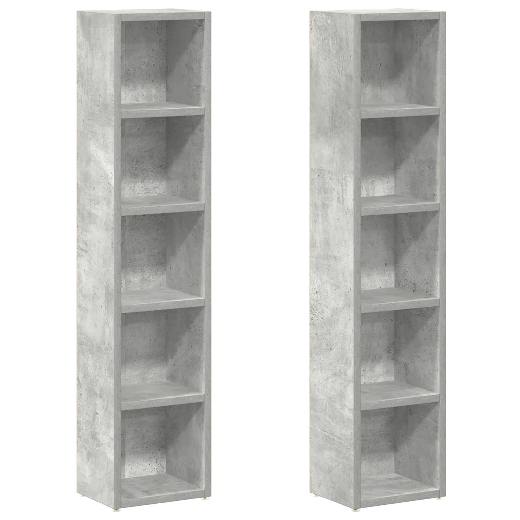 Scaffali Porta CD 2pz Grigio Cemento 21x16x93,5cm in Truciolato cod mxl 76699