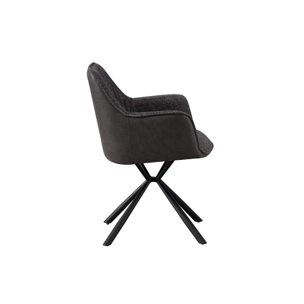 Sedia LUCIA – Bouclé Grigio & Schienale in PU Grigio chiaro – H82.5 × L62 × P63 cm – Stile design