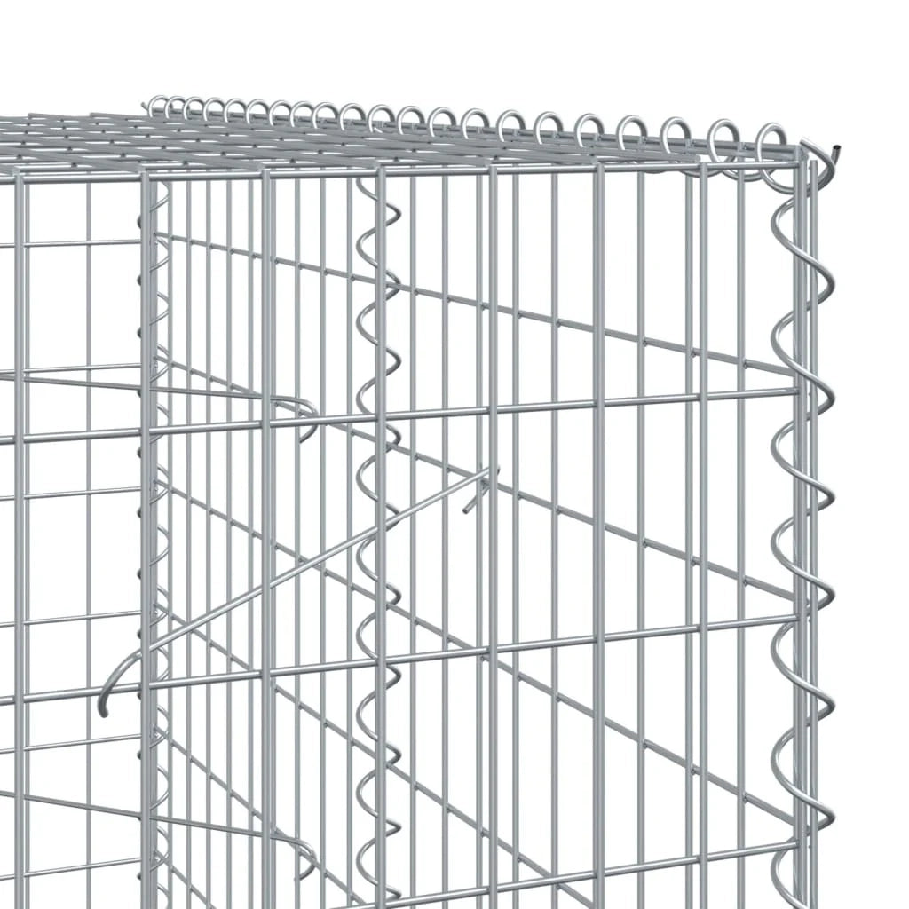 Gabbione recinto a gabbia muro di contenimento con coperchio 650 x 100 x 200 cm ferro zincato argento 02_0040188