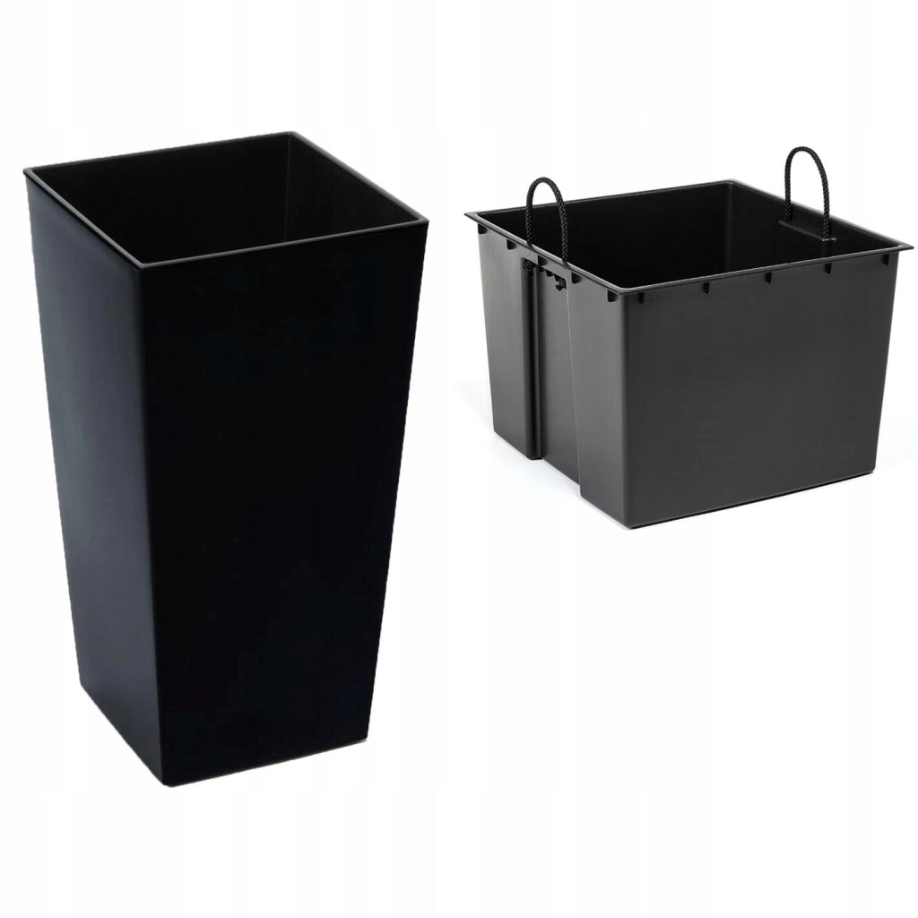 Vaso da fiori KADAX + inserto, supporto per fiori da giardino alto, nero lucido, 68 cm