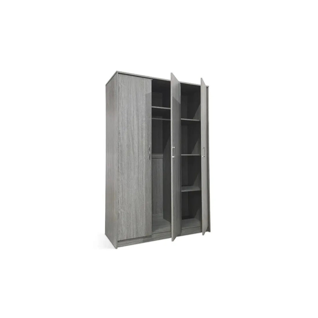 Armadio REY – 3 porte – 120×180 cm – Legno grigio chiaro – Stile scandinavo