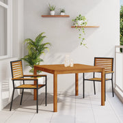 Set da Pranzo da Giardino  3 Pezzi Rattan Polipropilene Nero Acacia
