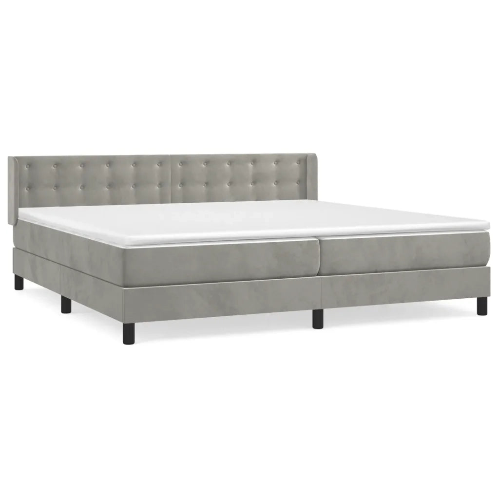 Giroletto a Molle con Materasso Grigio Chiaro 200x200cm Velluto 3131219