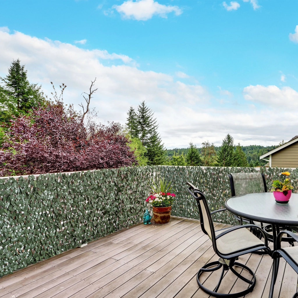 Rotolo di Siepe Finta per Balcone da 8 Pezzi , Siepe Artificiale Estensibile per Giardino con Foglie Finte Verdi 200x100cm