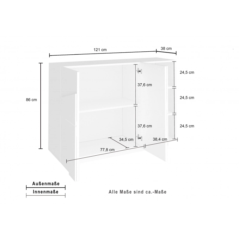 Mobile Multiuso Ping 120 – 3 ante – Bianco Lucido