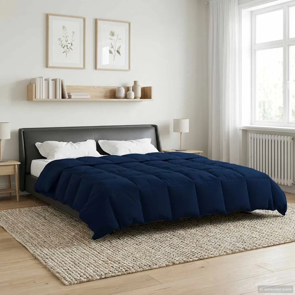 Duvet Invernale Trapuntato Blu Scuro 240 x 260 cm Microfibra