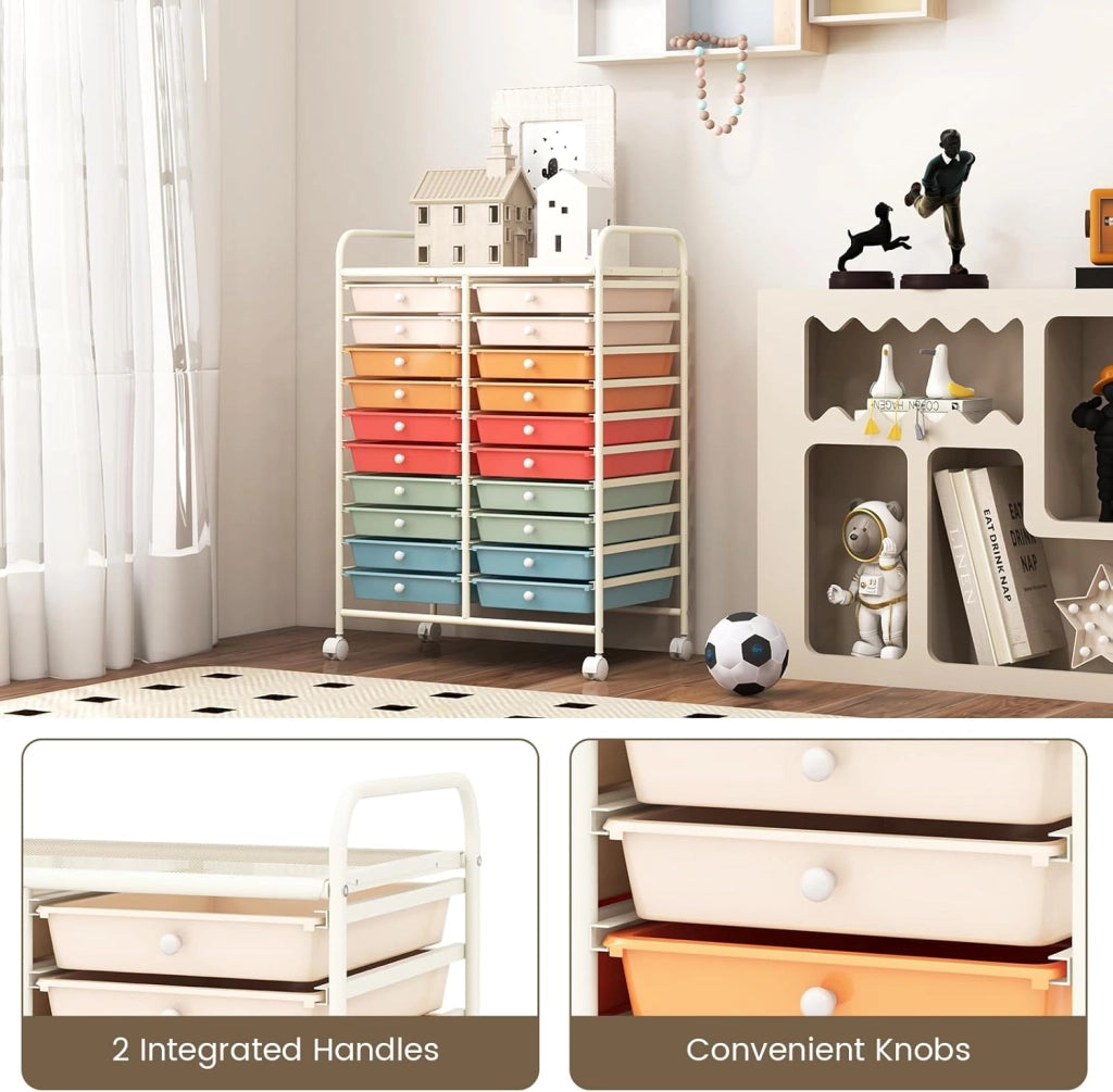 Carrello con 20 cassetti, impilabile, per cassetti, da cucina, bagno, ufficio, 64 x 39 x 88 cm (colorato 2)