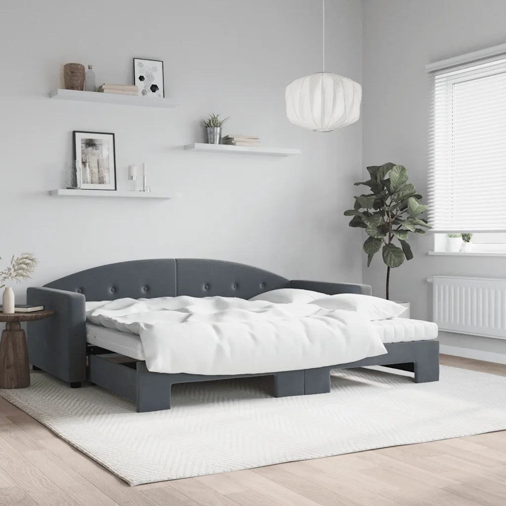 Divano Letto Estraibile Materassi Grigio Scuro 90x190cm Velluto